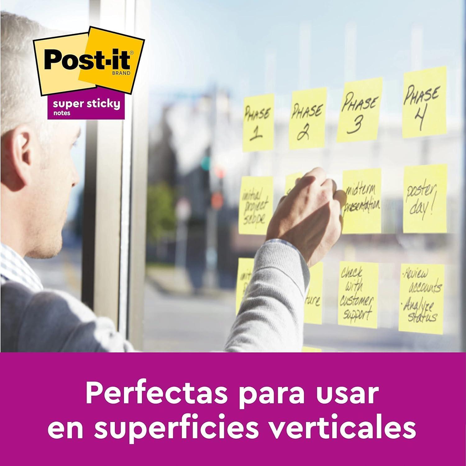imagePostit Notes Autocollantes Super Sticky Pack de 16 Blocs 90 Feuilles par Bloc 76 mm x 76 mm Jaune Pastel Feuillets Super Adhsifs pour Prise de Notes Listes de Tches et Rappels190 x 168 mm
