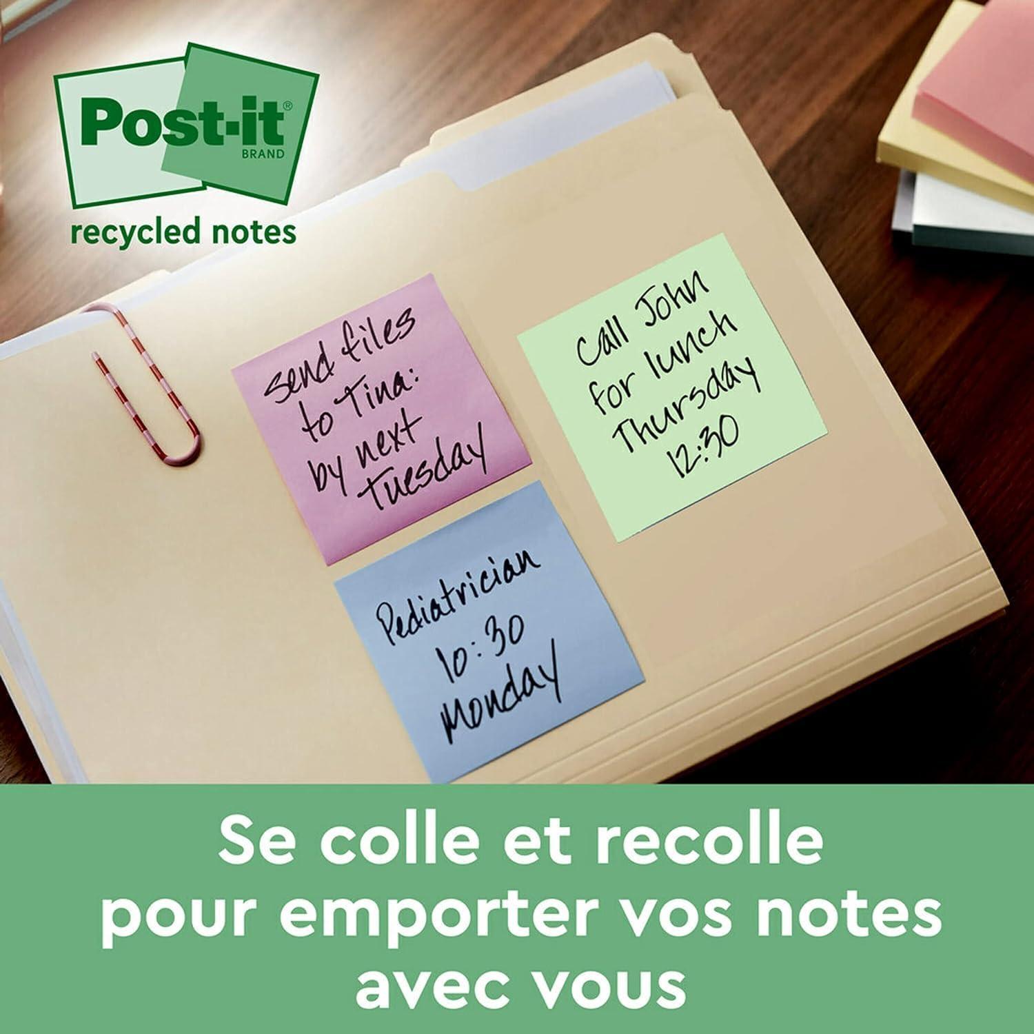 imagePostit Notes Autocollantes Super Sticky Recycls Pack de 20 Blocs 70 Feuilles par Bloc 76 mm x 76 mm Rose Vert Bleu Notes Autocollantes Fabriques partir de Papier 100 Recycl426 x 286 mm