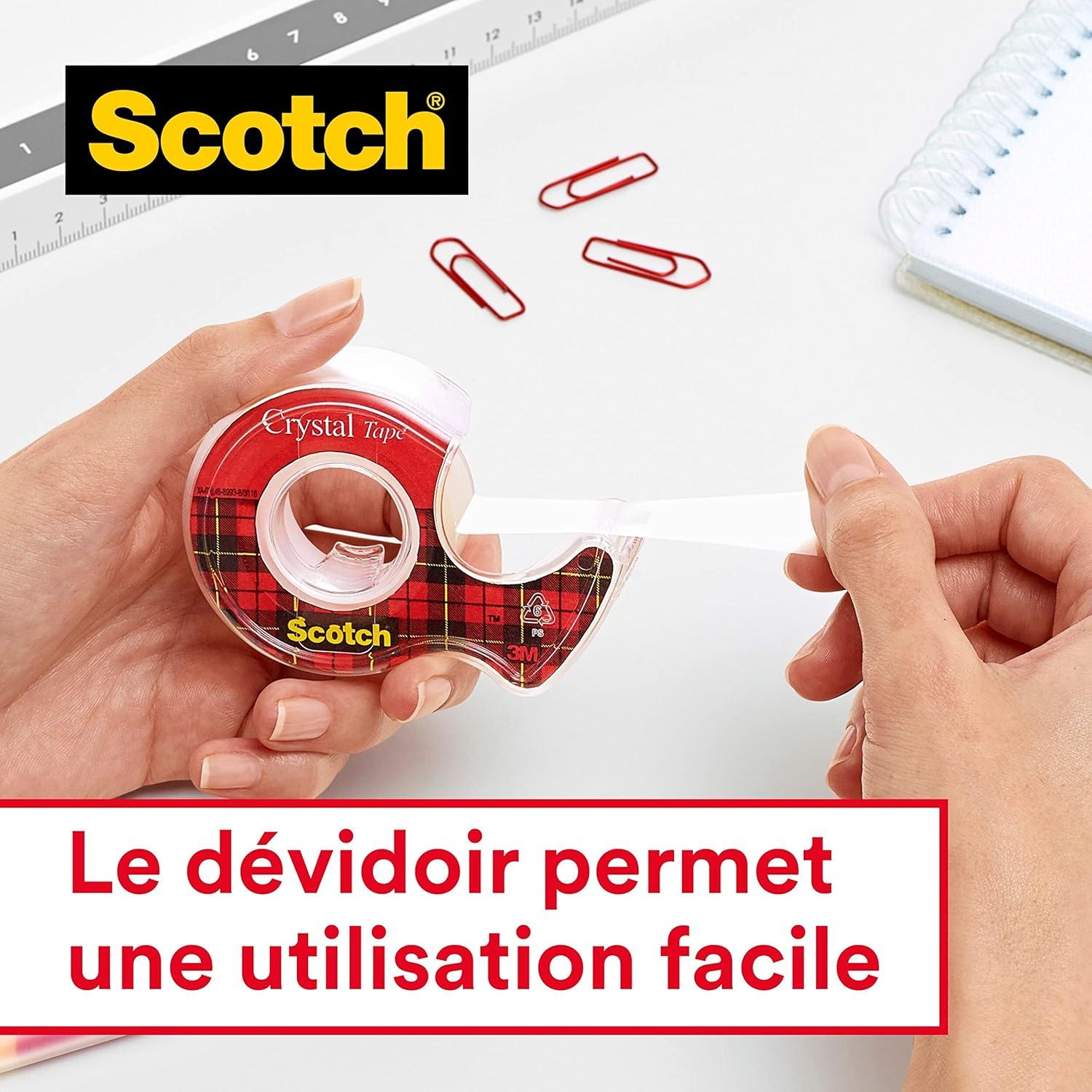 imageScotch Crystal Ruban Adhsif Transparent MultiPack 8 Rouleaux 19mm x 33 m Ruban Adhsif Transparent Usage Gnral pour lEcole la Maison et le BureauUltratransparent