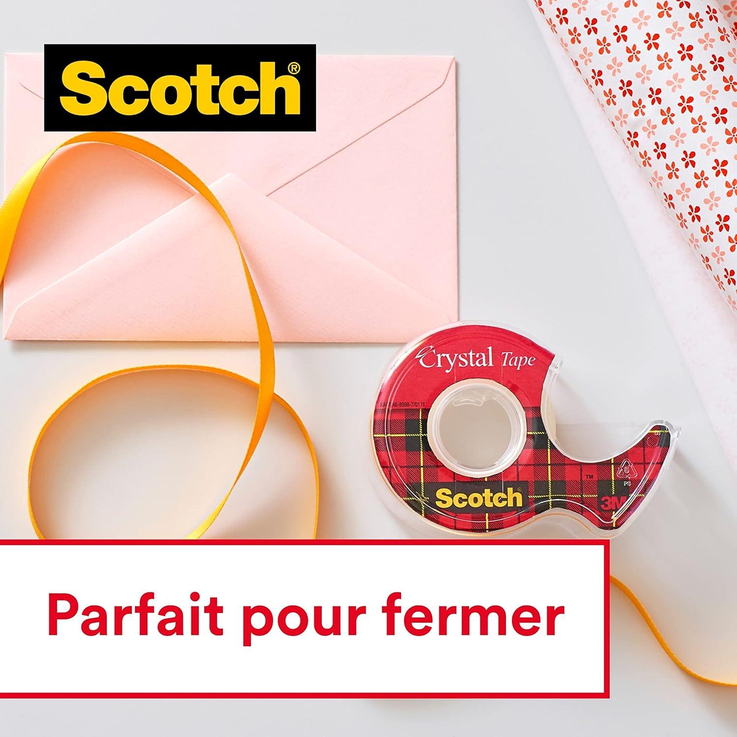 imageScotch Crystal Ruban Adhsif Transparent MultiPack 8 Rouleaux 19mm x 33 m Ruban Adhsif Transparent Usage Gnral pour lEcole la Maison et le BureauUltratransparent