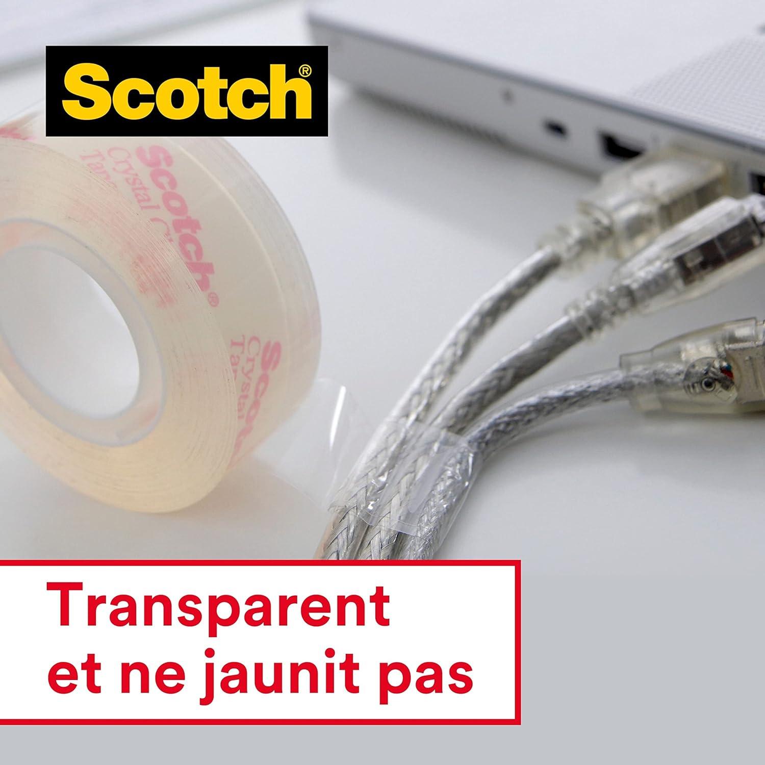 imageScotch Crystal Ruban Adhsif Transparent MultiPack 8 Rouleaux 19mm x 33 m Ruban Adhsif Transparent Usage Gnral pour lEcole la Maison et le BureauUltratransparent