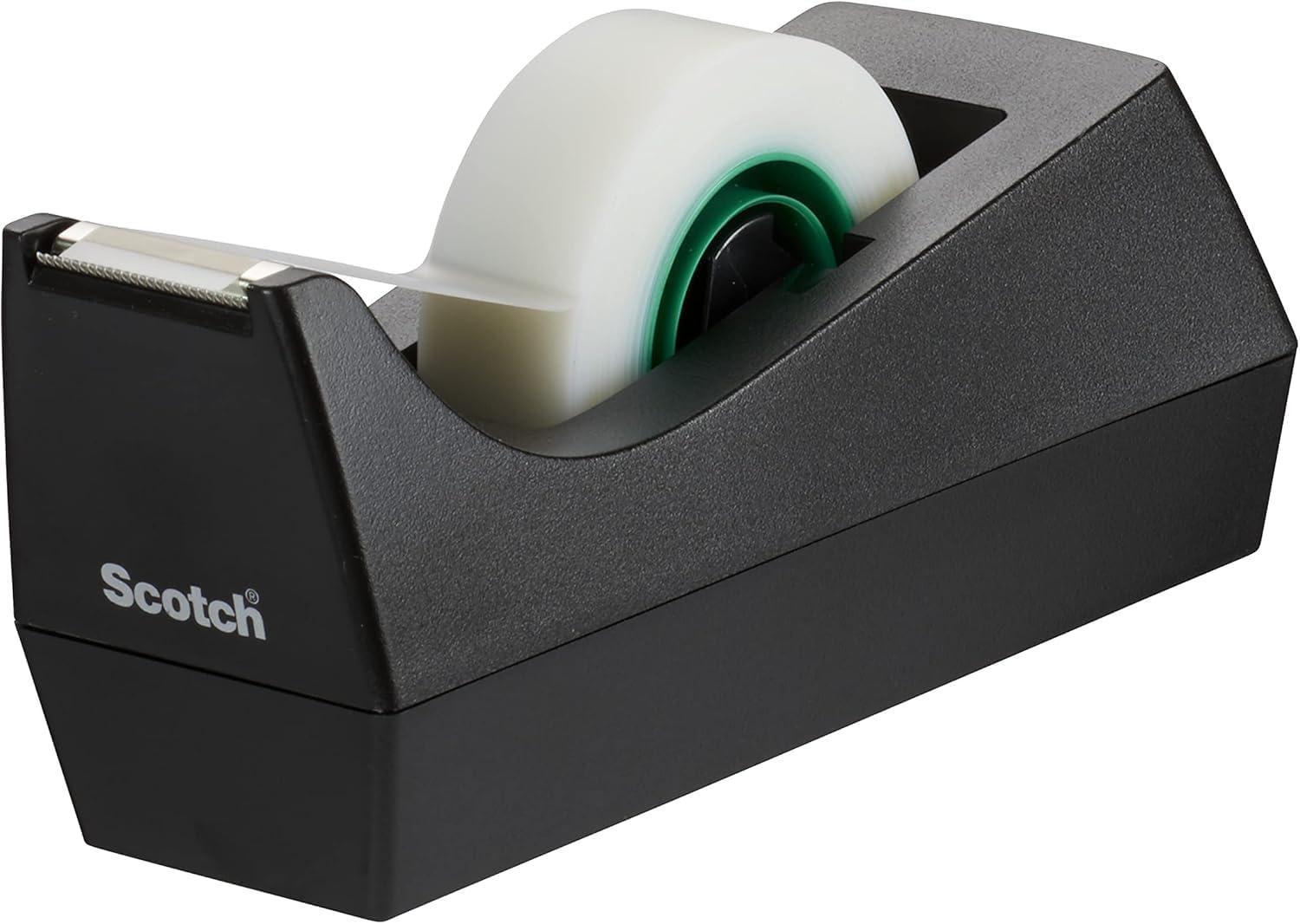 imageScotch Distributeur de Ruban Adhsif Pondr Rechargeable C60 Noir 100 recycle avec 1 Rouleau de Ruban Scotch Magic quotUn Choix Plus Vertquot 19mm x 33m Idal pour le Bureau et la MaisonUnique