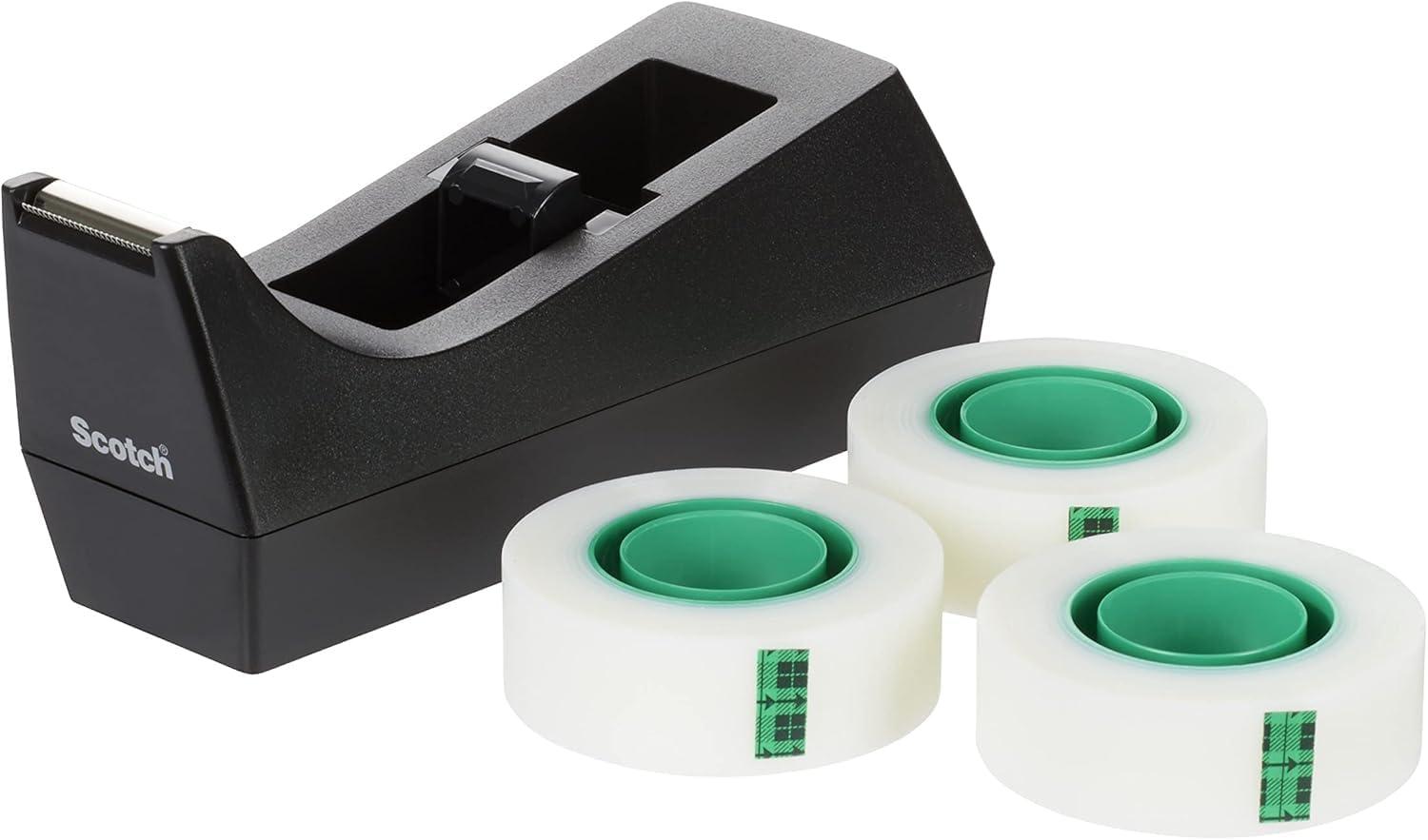 imageScotch Distributeur de Ruban Adhsif Pondr Rechargeable C60 Noir 100 recycle avec 1 Rouleau de Ruban Scotch Magic quotUn Choix Plus Vertquot 19mm x 33m Idal pour le Bureau et la MaisonUnique