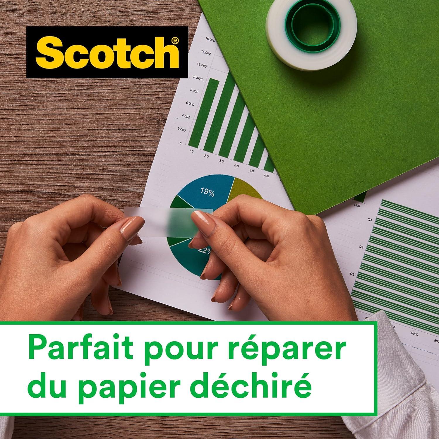 imageScotch Dvidoir de Ruban Adhsif Rechargeable Noir avec 3 Rouleaux de Ruban Adhsif Scotch Magic 19 mm x 33 mm Idal pour le Bureau et la MaisonInvisible