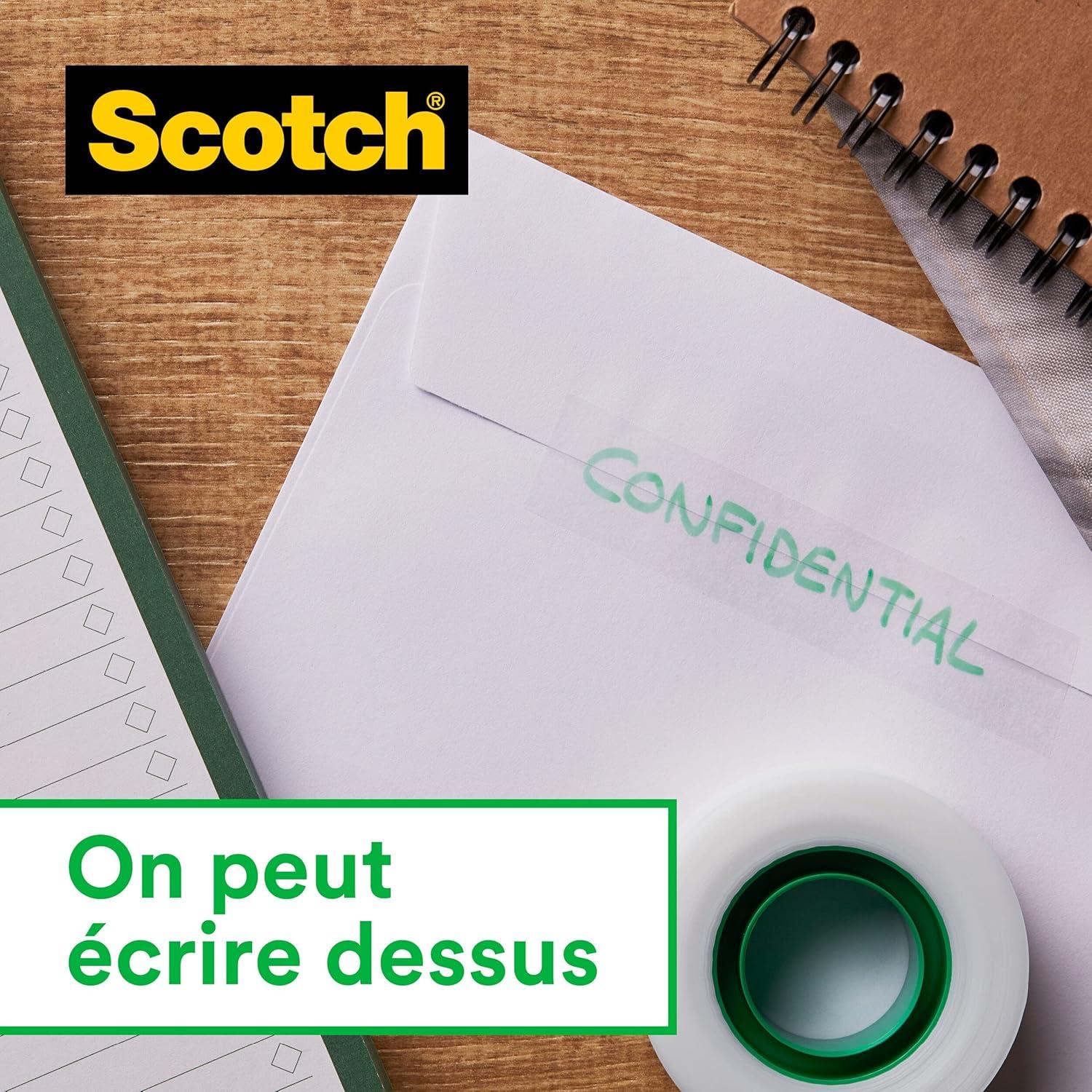 imageScotch Dvidoir de Ruban Adhsif Rechargeable Noir avec 3 Rouleaux de Ruban Adhsif Scotch Magic 19 mm x 33 mm Idal pour le Bureau et la MaisonInvisible