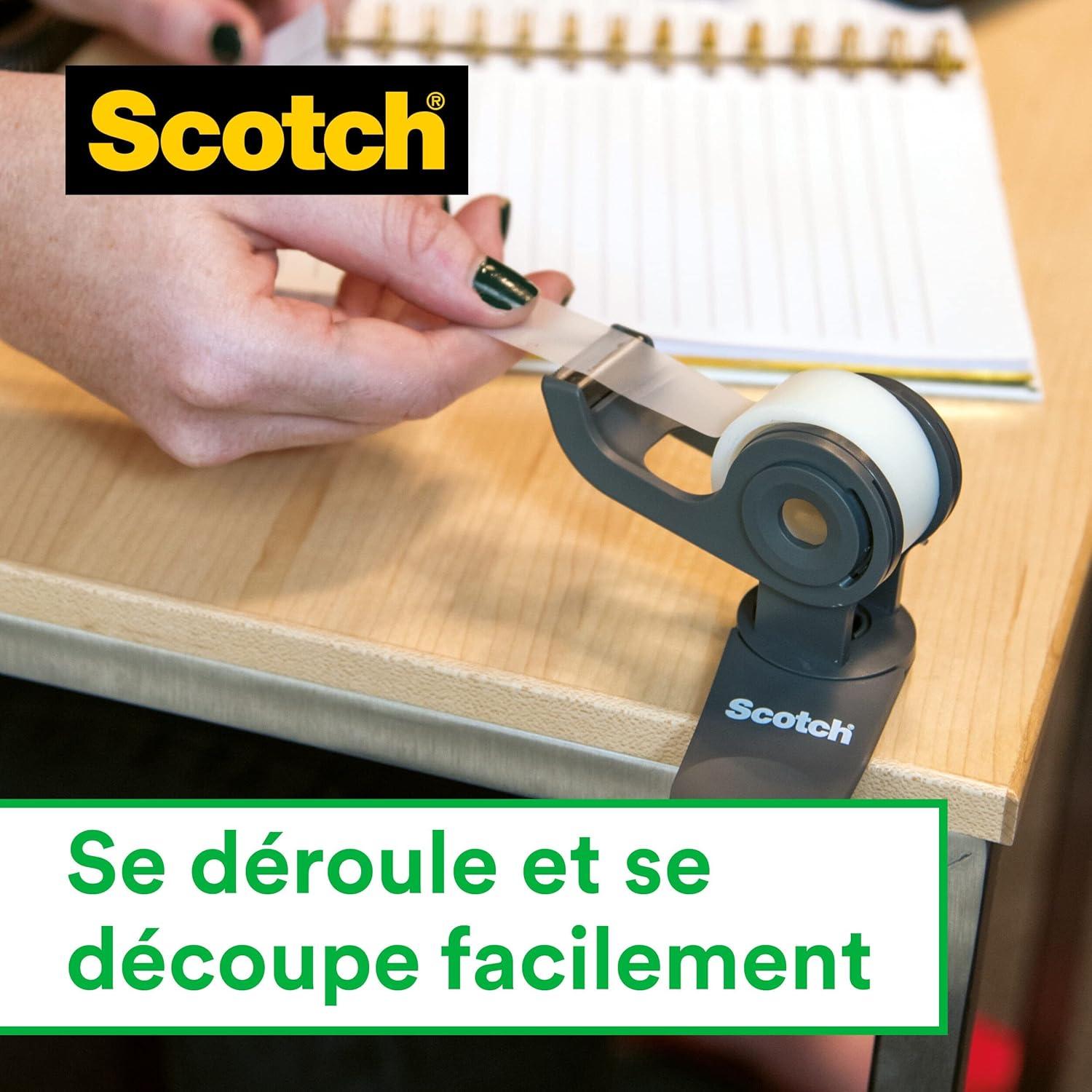 imageScotch Dvidoir de Ruban Adhsif Rechargeable Noir avec 3 Rouleaux de Ruban Adhsif Scotch Magic 19 mm x 33 mm Idal pour le Bureau et la MaisonInvisible