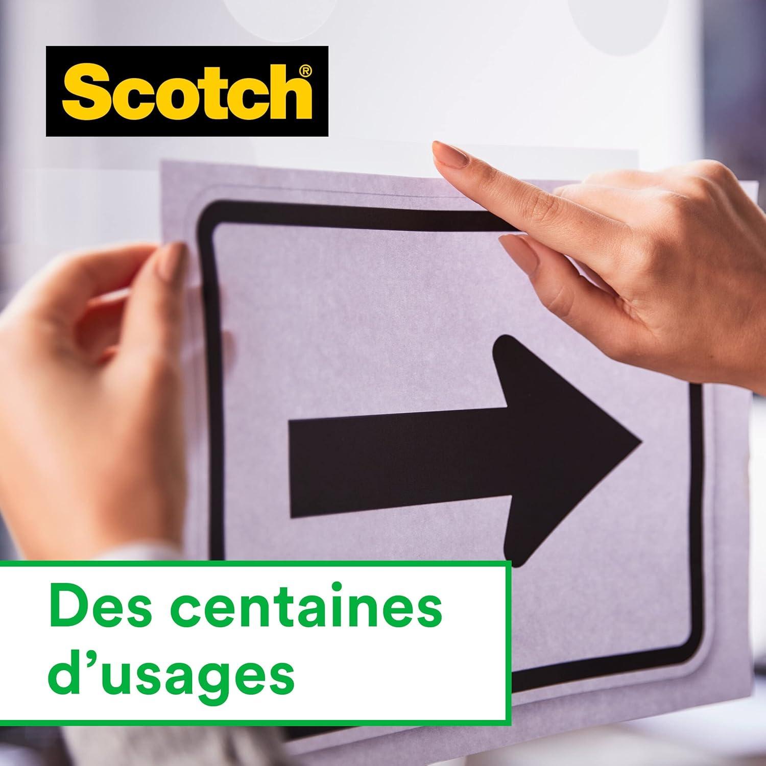 imageScotch Dvidoir de Ruban Adhsif Rechargeable Noir avec 3 Rouleaux de Ruban Adhsif Scotch Magic 19 mm x 33 mm Idal pour le Bureau et la MaisonInvisible