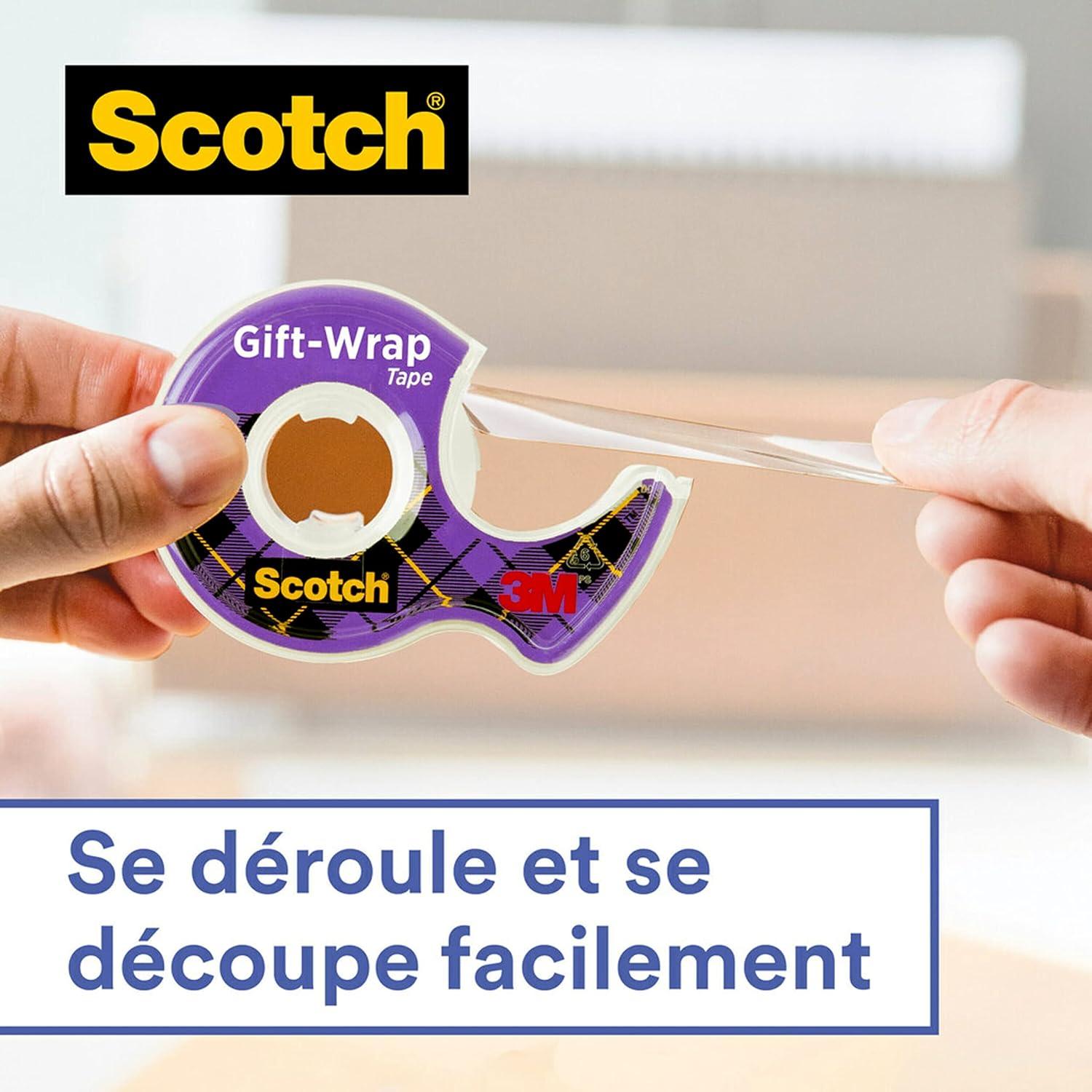 imageScotch Ruban Adhsif pour Emballage Cadeau 1 Rouleau 19 mm x 25 m Ruban Transparent Satin Utiliser sur le Papier dEmballage Cadeau1 Pezzo