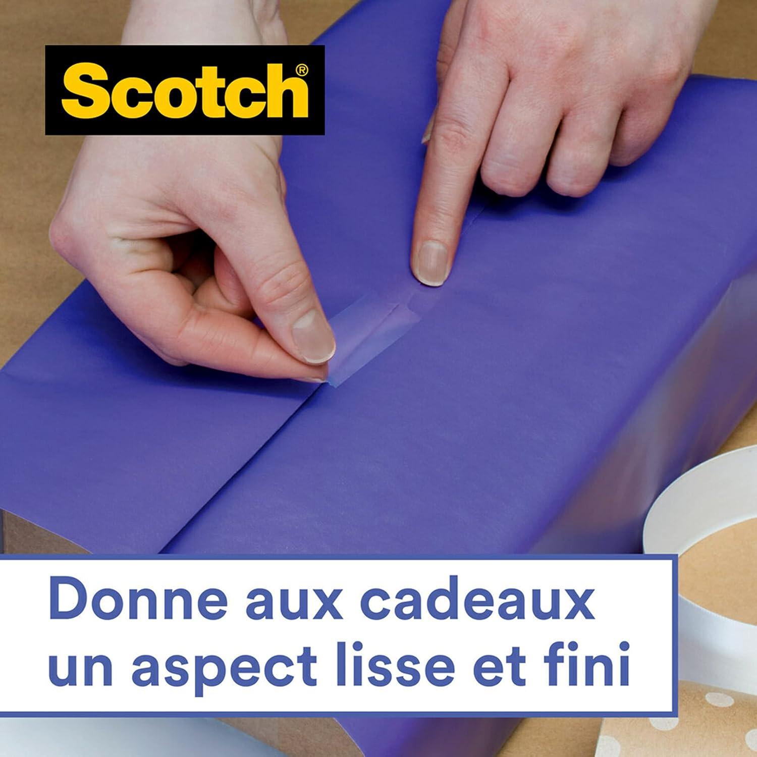 imageScotch Ruban Adhsif pour Emballage Cadeau 1 Rouleau 19 mm x 25 m Ruban Transparent Satin Utiliser sur le Papier dEmballage Cadeau1 Pezzo