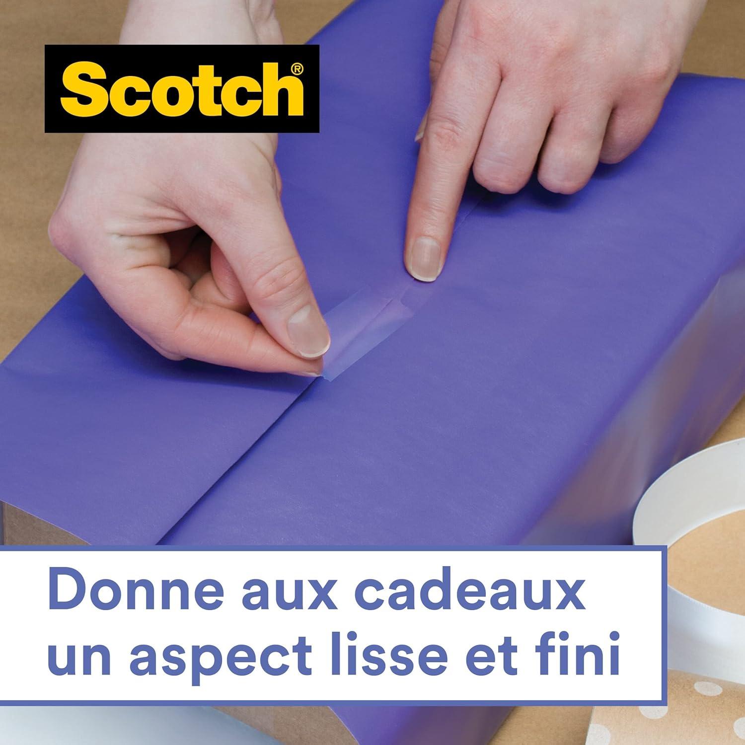 imageScotch Ruban Adhsif pour Emballage Cadeau 1 Rouleau 19 mm x 25 m Ruban Transparent Satin Utiliser sur le Papier dEmballage Cadeau19 mm x 25 m