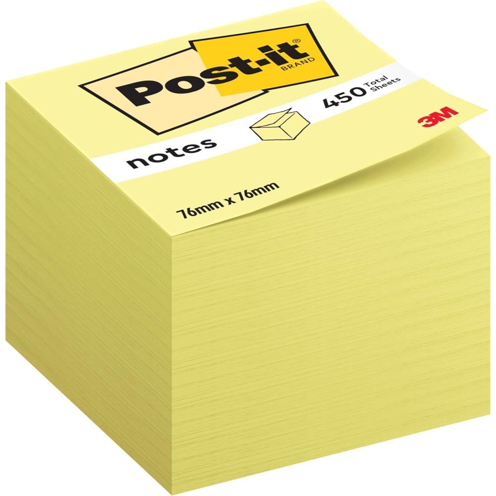 imagePostit Notes Autocollantes Jaune Canari 450 Feuilles 76 mm x 76 mm Feuillets Adhsifs pour Prise de Notes Listes de Tches et RappelsJaune