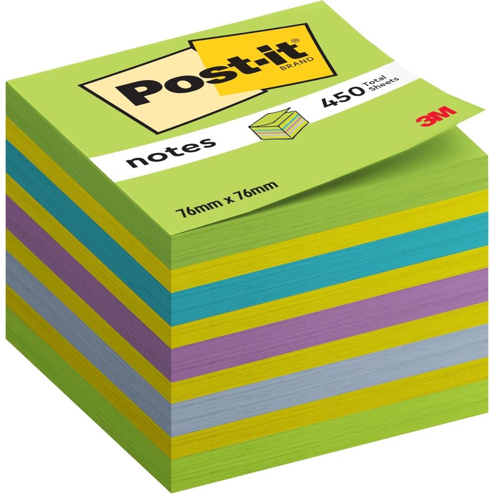 imagePostit Notes Autocollantes Jaune Canari 450 Feuilles 76 mm x 76 mm Feuillets Adhsifs pour Prise de Notes Listes de Tches et RappelsMulticolore
