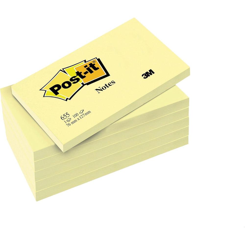 imagePostit Notes Autocollantes Pack Promo Pack de 5 Blocs  1 Gratuit 100 Feuilles par Bloc 76 mm x 76 mm Jaune Pastel  Feuillets Adhsifs pour Prise de Notes Listes de Tches et Rappels76 x 127 mm
