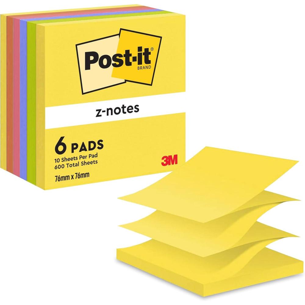 imagePostit ZNotes Autocollantes Super Sticky Pack de 16 Blocs 90 Feuilles par Bloc 76 mm x 76 mm Jaune Bleu Vert Rose Feuillets Super Adhsifs pour Prise de Notes Listes de Tches et RappelsVert Orange Rose Violet Jaune