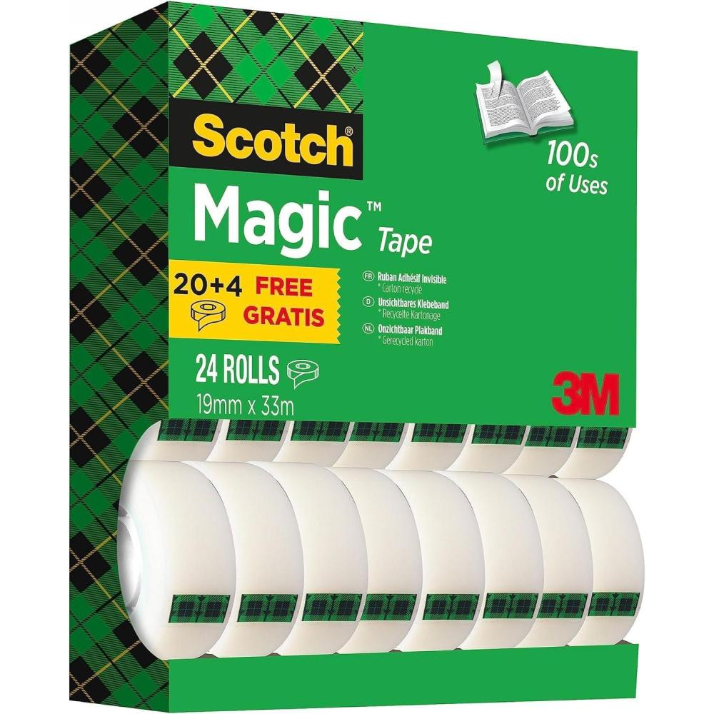 imageScotch Magic Ruban Adhsif Invisible 14 Rouleaux 19mm x 33m Ruban Adhsif Usage Gnral pour la Rparation lEtiquetage et la Fermeture de Documents24