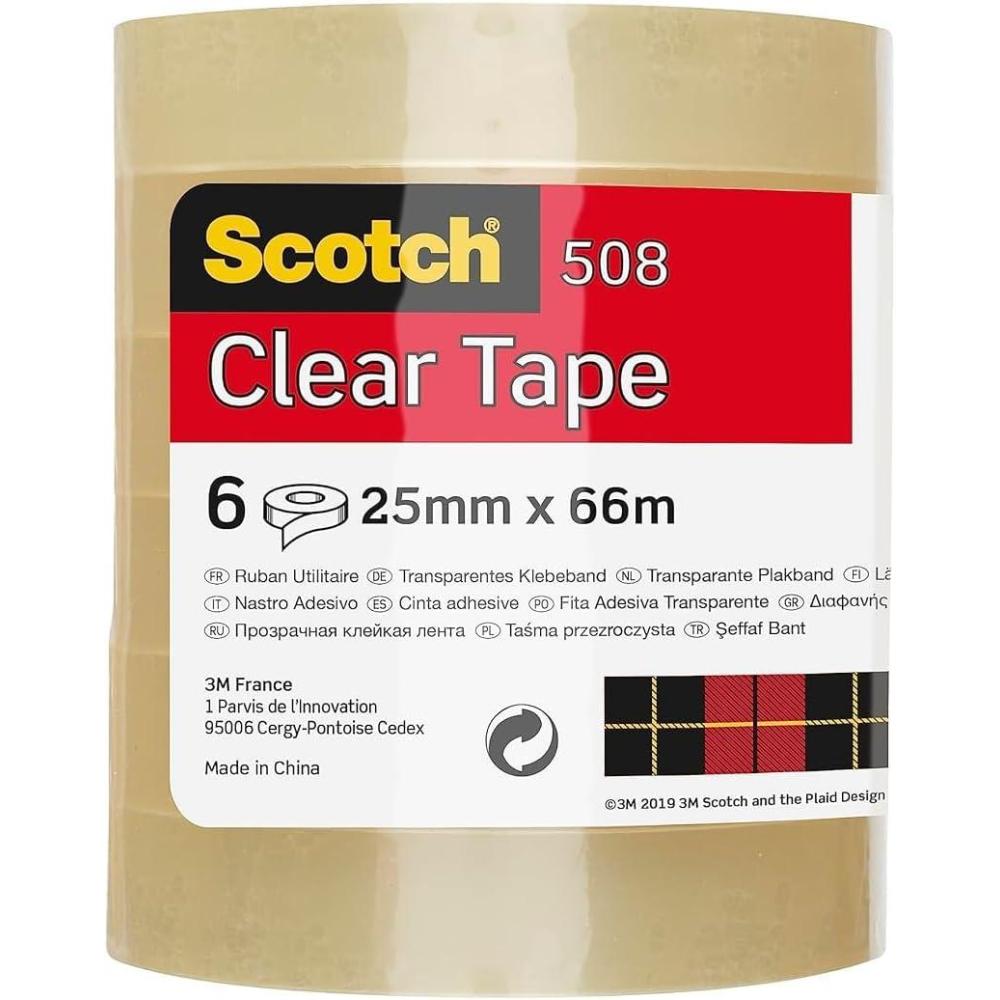 imageScotch Rouleaux de Ruban Adhsif Transparent 25 mm x 66 m 6 RouleauxPaquet Adhsif Transparent Usage Gnral pour lEcole la Maison et le Bureauvieux
