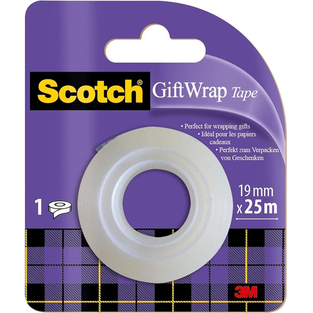 imageScotch Ruban Adhsif pour Emballage Cadeau 1 Rouleau 19 mm x 25 m Ruban Transparent Satin Utiliser sur le Papier dEmballage Cadeau19 mm x 25 m