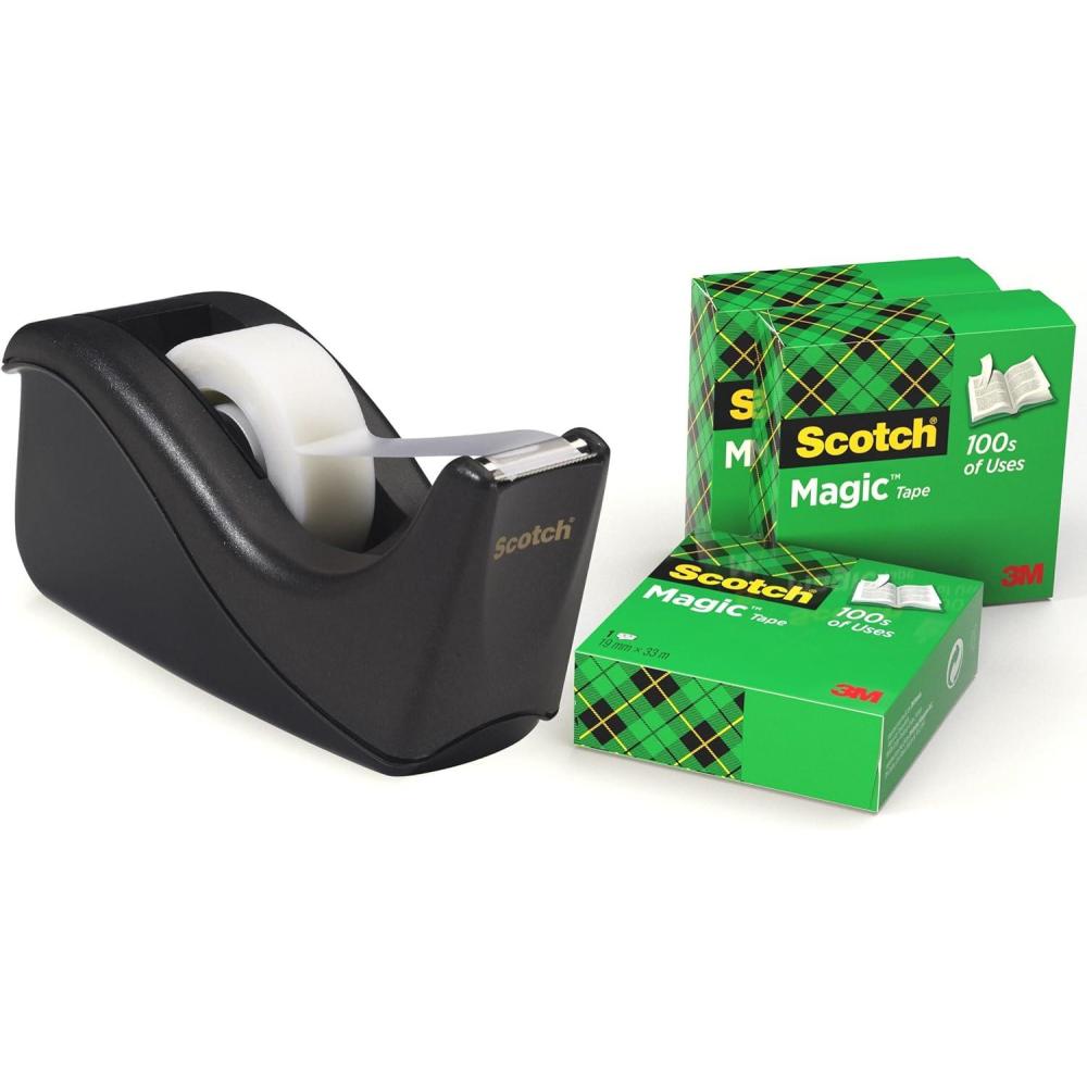 imageScotch Ruban Magic  16 Rouleaux 19 mm x 33 m  Dvidoir lest argent GRATUIT  Ruban Adhsif  Usage Gnral pour la Rparation lEtiquetage et la Fermeture de Documentstransparent