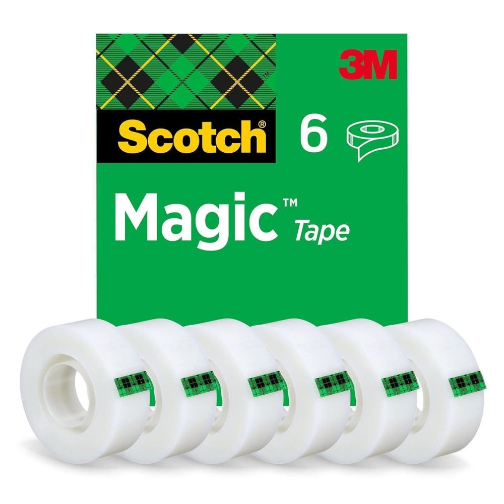 imageScotch Ruban Magic 6 Rouleaux 19 mm x 33 m Ruban Adhsif Usage Gnral pour la Rparation lEtiquetage et la Fermeture de DocumentsUnique