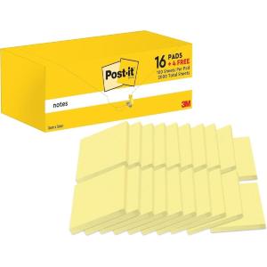 Post-it Notes Autocollantes, Promo Pack de 20 Blocs, 100 Feuilles par Bloc, 76 mm x 76 mm, Jaune Pastel – Feuillets Adhésifs pour Prise de Notes, Listes de Tâches et Rappels(Adhésif classique)