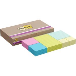Post-it Notes Autocollantes Super Sticky, Couleurs et Tailles Assorties, Pack de 18 Blocs, 90 Feuilles par Bloc – Feuillets Super Adhésifs pour Prise de Notes, Listes de Tâches et Rappels(Bleu  Vert  Rose  Jaune)