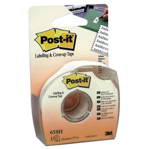 Post-it Ruban de Masquage avec Dévidoir, Blanc – 25 mm x 17,7 m – 1 Rouleau, 1 Dévidoir – pour Étiqueter, Couvrir ou Corriger(Unique)