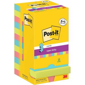Post-it Z-Notes Autocollantes Super Sticky, Pack de 16 Blocs, 90 Feuilles par Bloc, 76 mm x 76 mm, Jaune, Bleu, Vert, Rose – Feuillets Super Adhésifs pour Prise de Notes, Listes de Tâches et Rappels(Bleu  Vert  Rose)