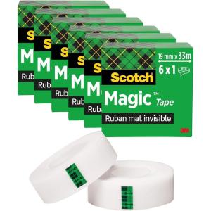 Scotch Magic Ruban Adhésif Invisible – 14 Rouleaux – 19mm x 33m – Ruban Adhésif à Usage Général pour la Réparation, l&rsquo;Etiquetage et la Fermeture de Documents(6)