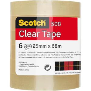 Scotch Rouleaux de Ruban Adhésif Transparent, 25 mm x 66 m, 6 Rouleaux/Paquet – Adhésif Transparent à Usage Général pour l&rsquo;Ecole, la Maison et le Bureau(vieux)