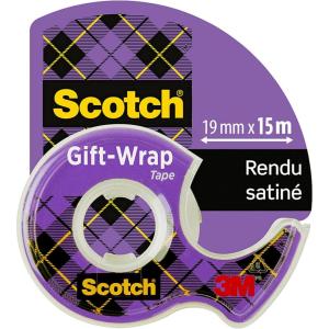 Scotch Ruban Adhésif pour Emballage Cadeau – 1 Rouleau, 19 mm x 25 m – Ruban Transparent Satiné à Utiliser sur le Papier d&rsquo;Emballage Cadeau(1 Pezzo)