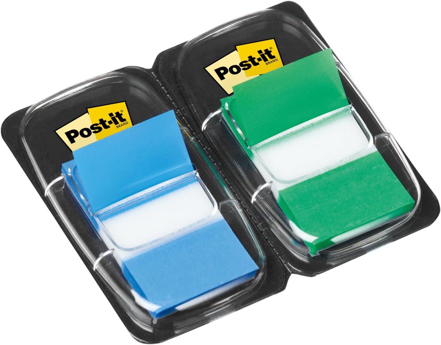 imagePostIt MarquePage Moyen Bleu et Vert 2 Dvidoirs 100 MarquePages 254 mm x 432 mm Pour Marquer Surligner ou Codifier des Informations
