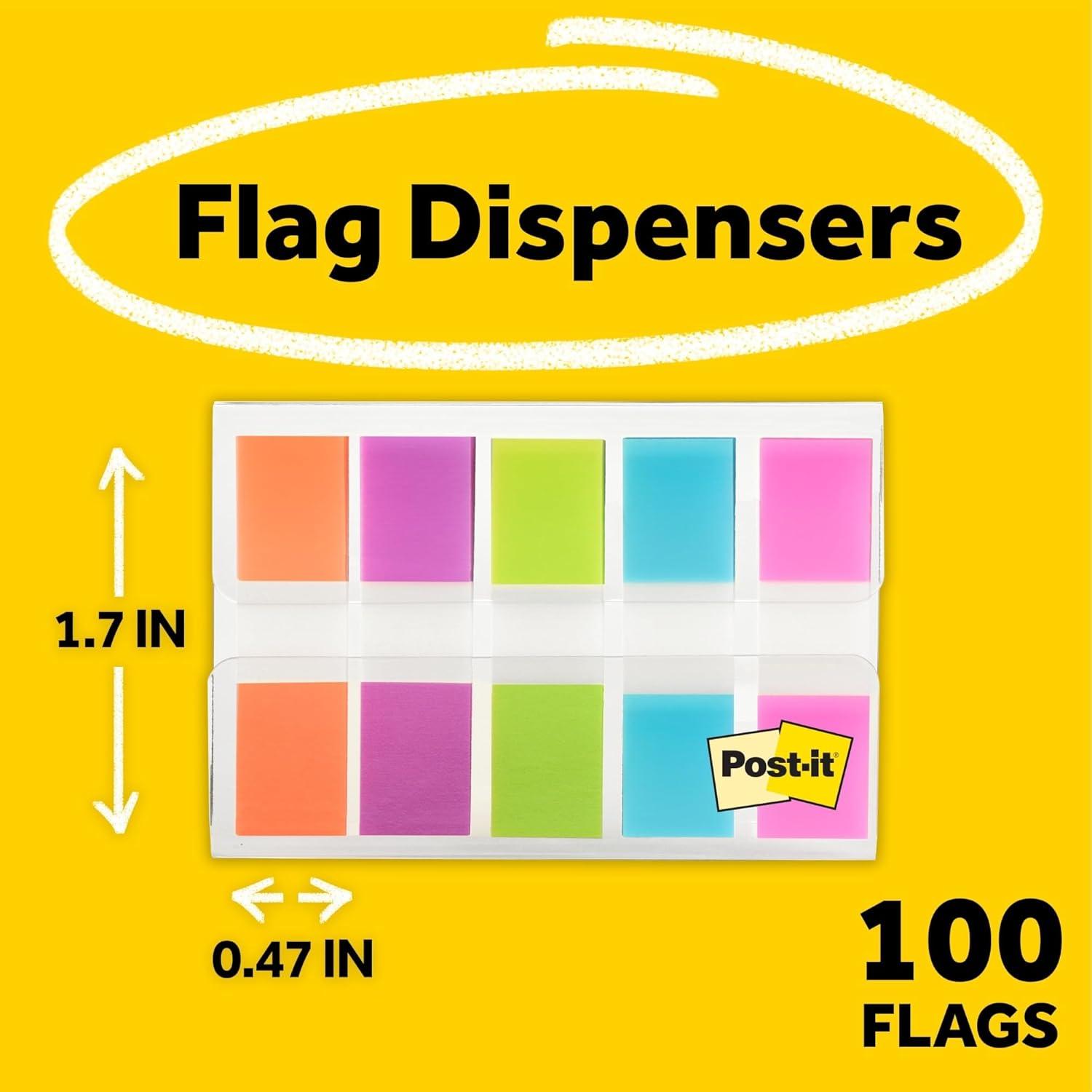 imagePostIt MarquePage Petit 100 MarquePages 119 mm x 432 mm Pour Marquer Surligner ou Codifier des Informations100 Flags