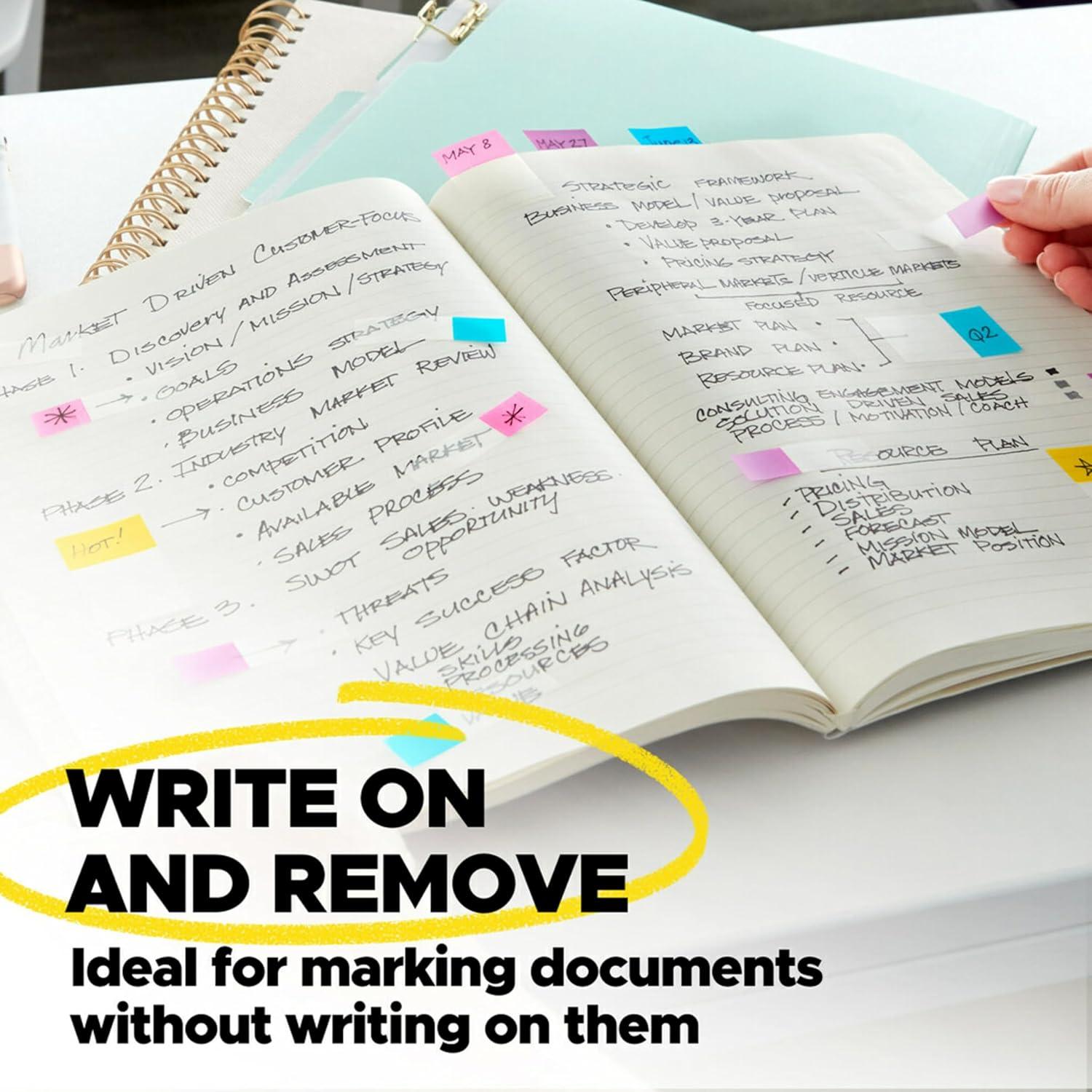 imagePostIt MarquePage Petit 100 MarquePages 119 mm x 432 mm Pour Marquer Surligner ou Codifier des Informations100 Flags