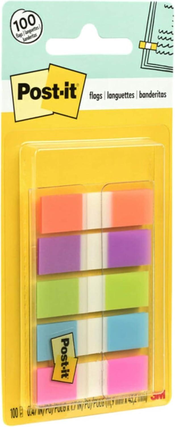 imagePostIt MarquePage Petit 100 MarquePages 119 mm x 432 mm Pour Marquer Surligner ou Codifier des Informations100 Flags
