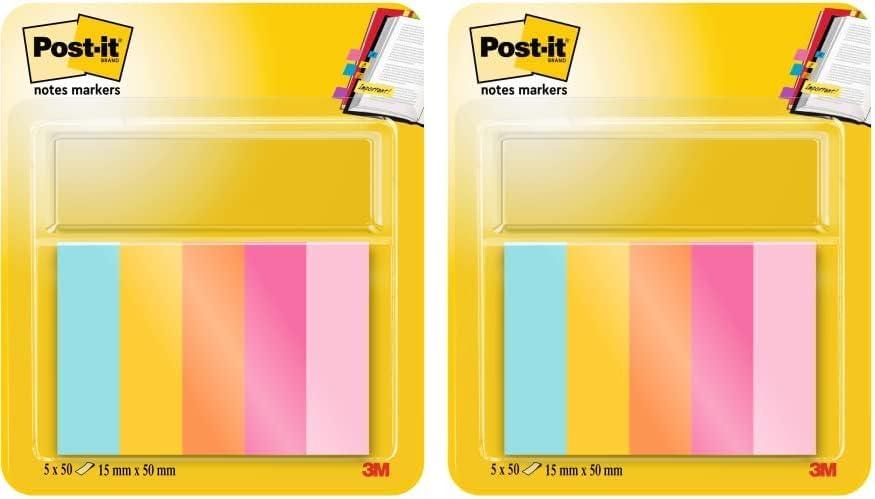 imagePostIt MarquePages En Papier Collection Beachside 5 Blocs 250 MarquePages 15 mm x 50 mm Pour Marquer Surligner ou Codifier des InformationBeachside Colors
