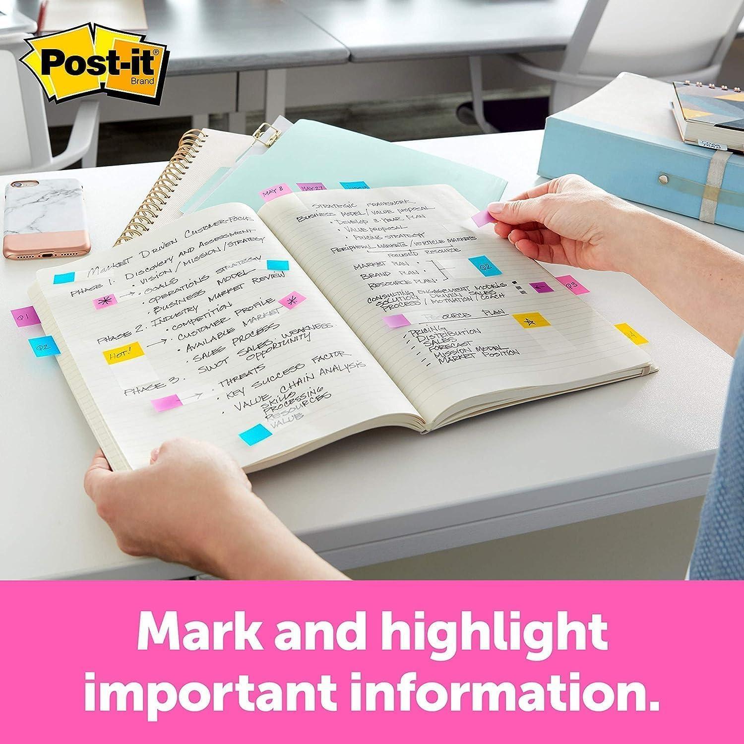 imagePostIt MarquePages Moyen 50 MarquePages 254 mm x 432 mm Bleu Pour Marquer Surligner ou Codifier des InformationsBleu