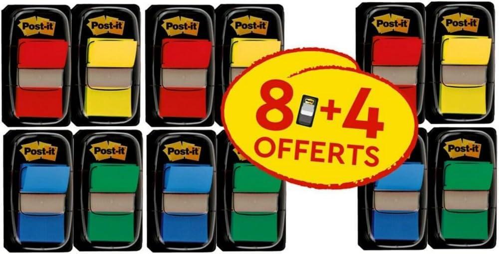 imagePostIt MarquePages Moyen Couleurs Assorties 254 mm x 432 mm Pack Promotionnel 50 MarquePagesDvidoir 8 Dvidoirs 4 GRATUITSUnique