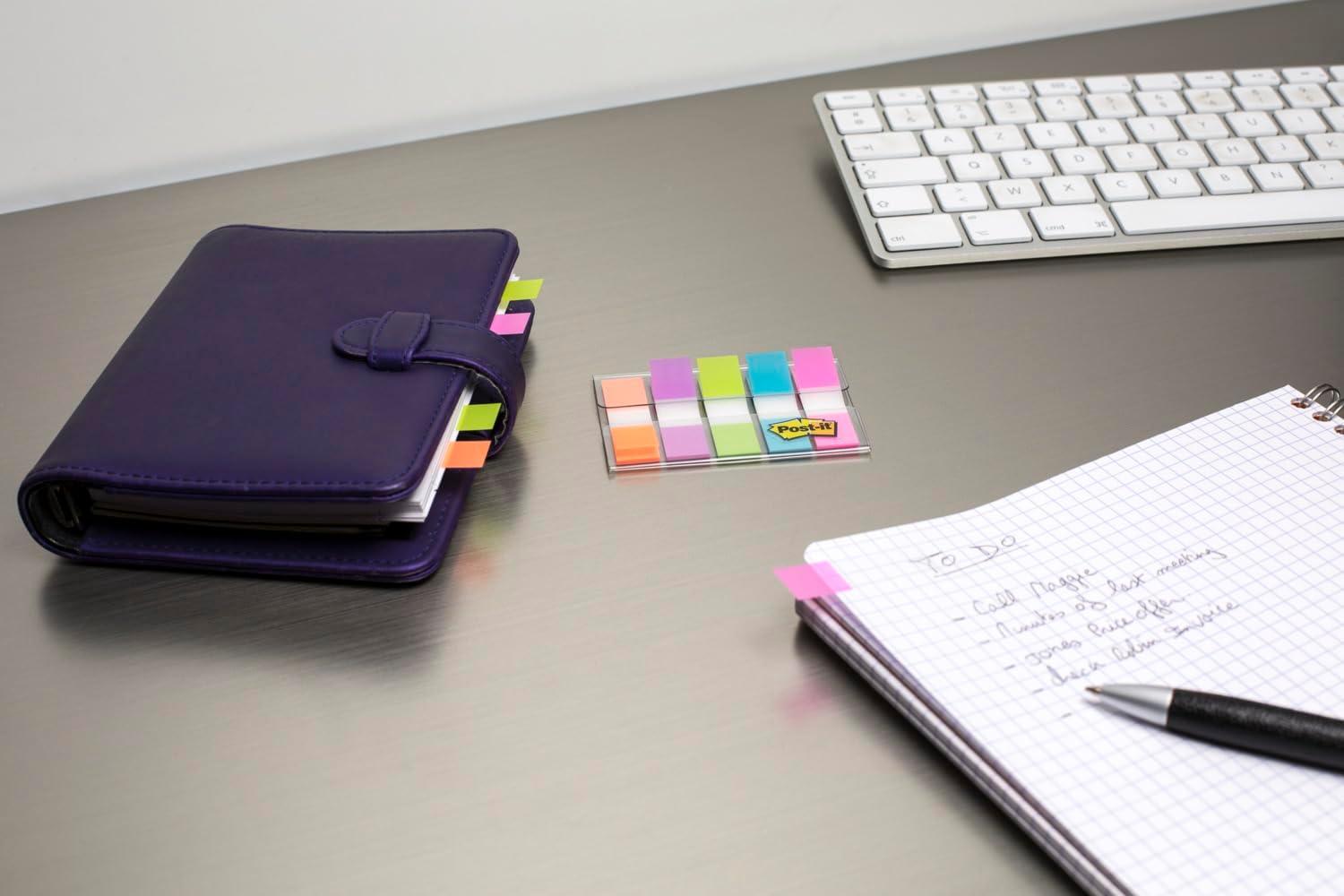 imagePostIt MarquePages Petit 100 MarquePages 119 mm x 432 mm Orange Violet Bleu et Vert Pour Marquer Surligner ou Codifier des InformationsVert