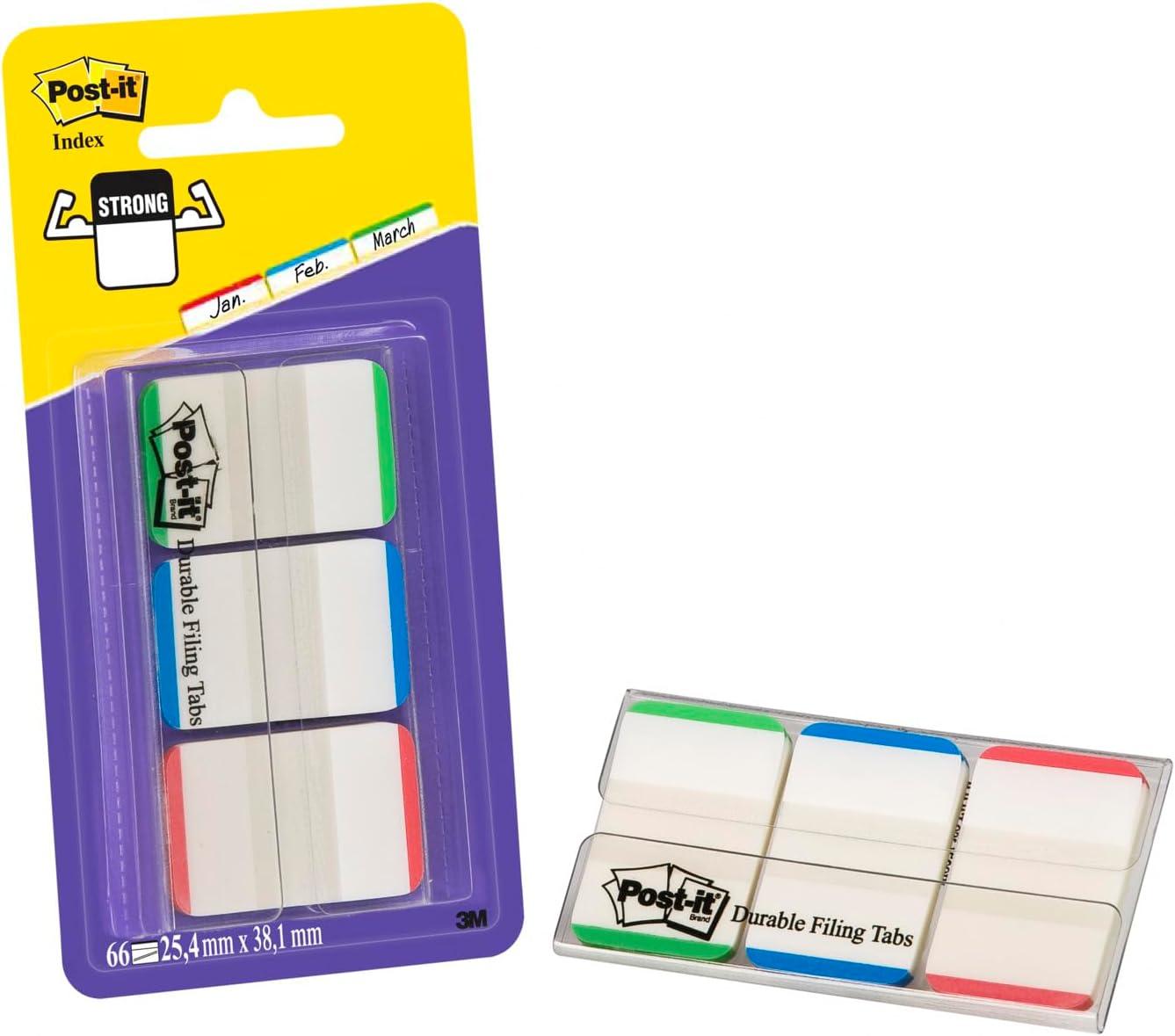 imagePostIt MarquePages Rigides Moyen 66 Onglets 254 mm x 381 mm Rouge Bleu et Vert Pour Marquer Surligner ou Codifier des InformationsBleu