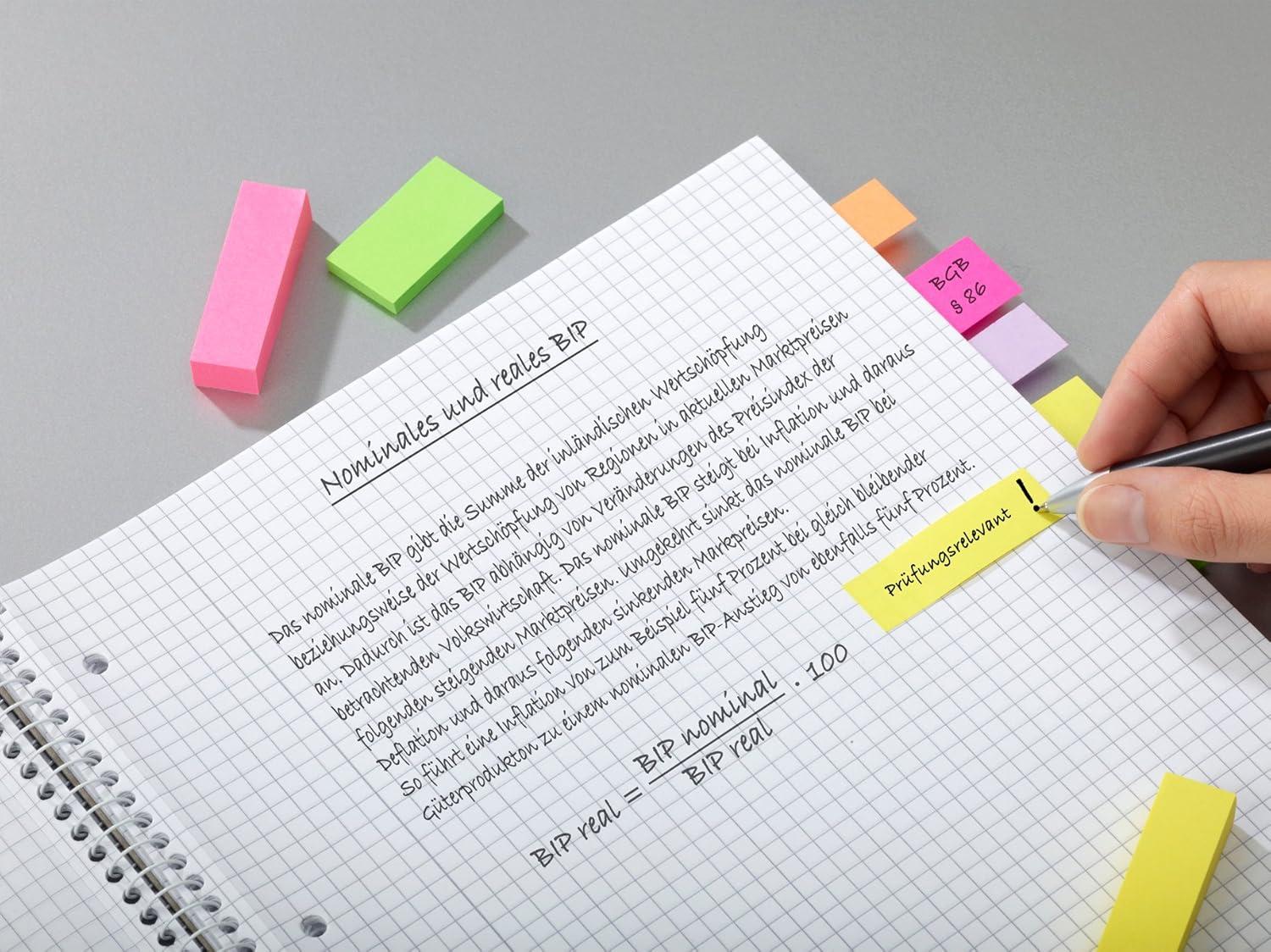 imagePostit MarquePages En Papier Ultra Couleurs 4 Blocs 20 mm x 38 mm 50 Feuilles par Bloc Pour Marquer Surligner ou Codifier des InformationsJaune