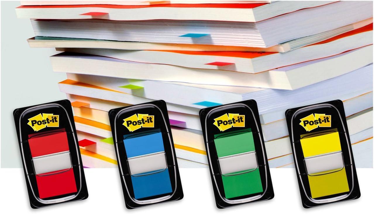 imagePostit MarquePages Moyen dans un Dvidoir en Plastique Rouge 50 MarquePages 254 mm x 432 mm Pour Marquer Surligner ou Codifier des InformationsJaune
