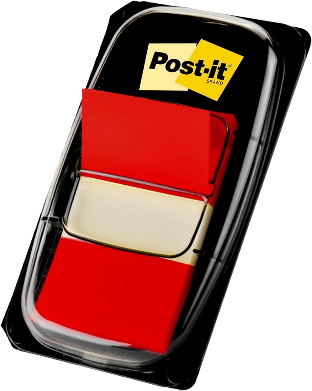 imagePostit MarquePages Moyen dans un Dvidoir en Plastique Rouge 50 MarquePages 254 mm x 432 mm Pour Marquer Surligner ou Codifier des InformationsRouge