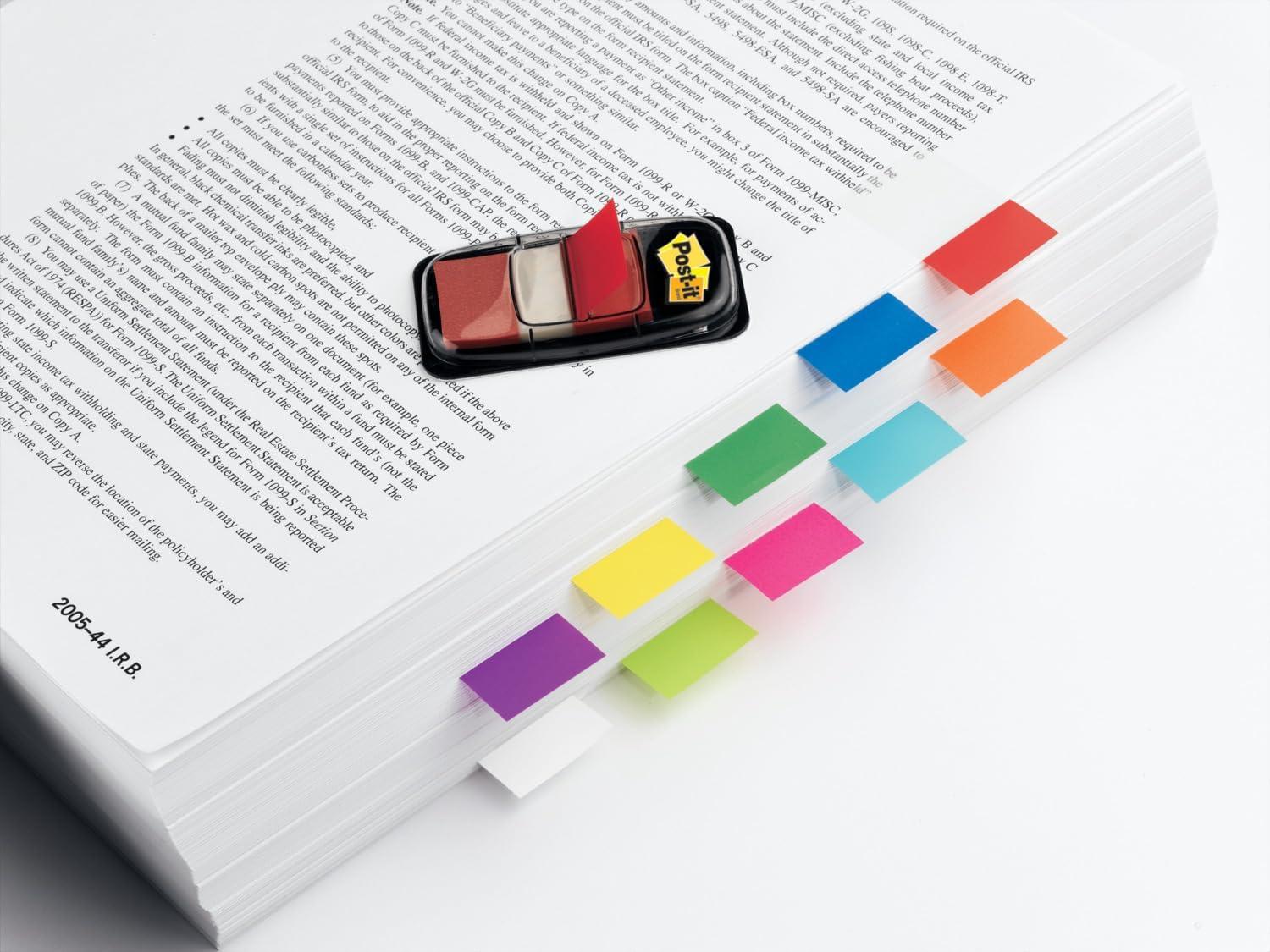 imagePostit MarquePages Moyen dans un Dvidoir en Plastique Rouge 50 MarquePages 254 mm x 432 mm Pour Marquer Surligner ou Codifier des InformationsRouge