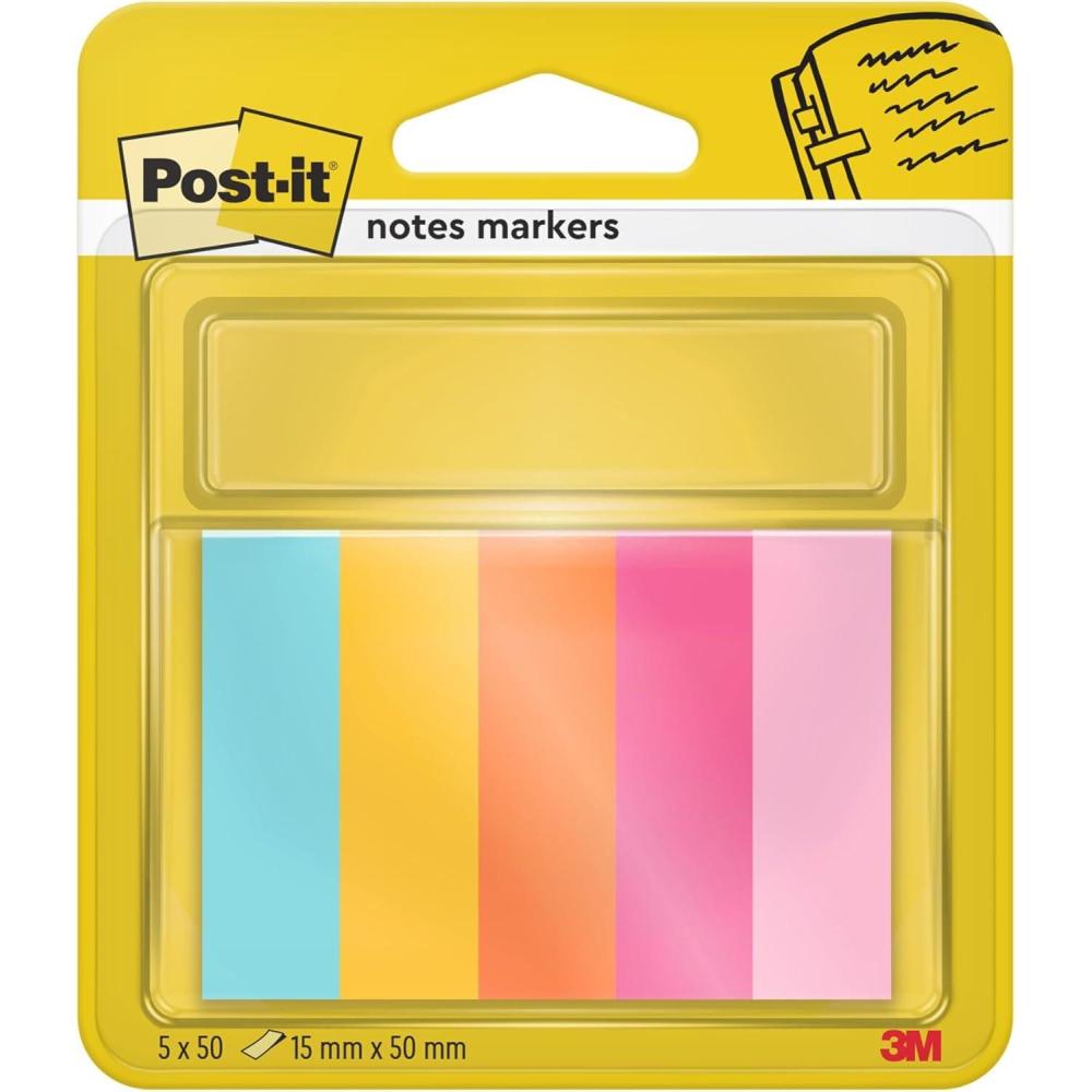 imagePostIt MarquePages En Papier Collection Beachside 5 Blocs 250 MarquePages 15 mm x 50 mm Pour Marquer Surligner ou Codifier des InformationBeachside Colors