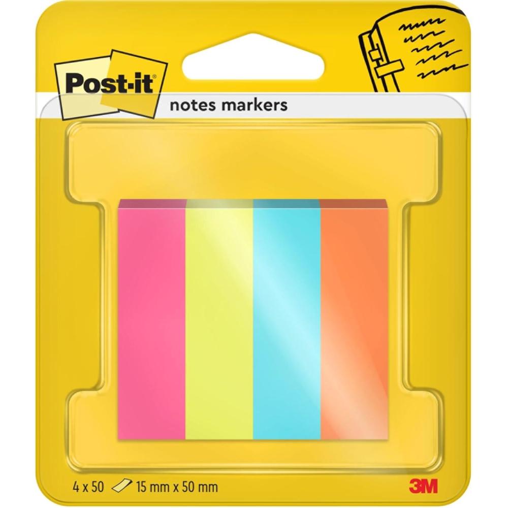 imagePostIt MarquePages En Papier Collection Poptimistic 4 Blocs 200 MarquePages 15 mm x 50 mm Pour Marquer Surligner ou Codifier des Information104 x 6 mm