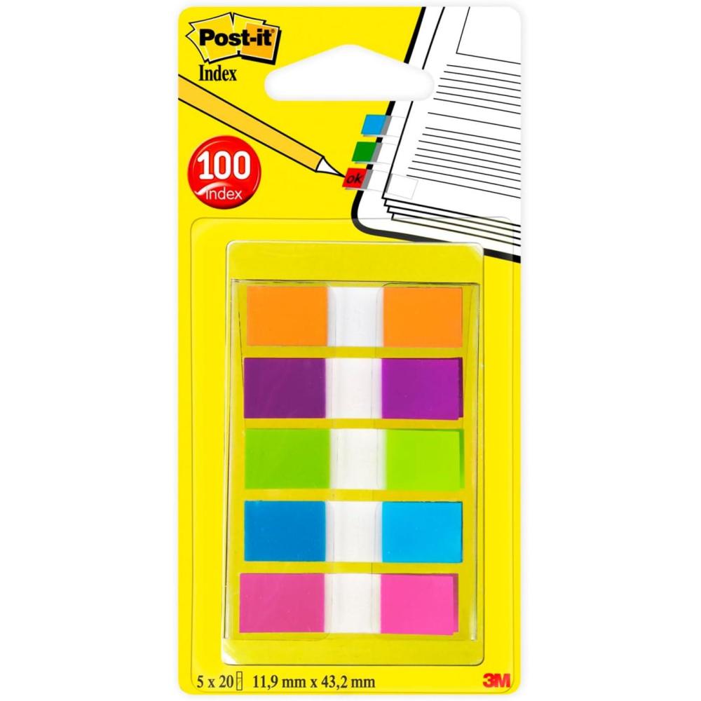 imagePostIt MarquePages Petit 100 MarquePages 119 mm x 432 mm Orange Violet Bleu et Vert Pour Marquer Surligner ou Codifier des InformationsVert