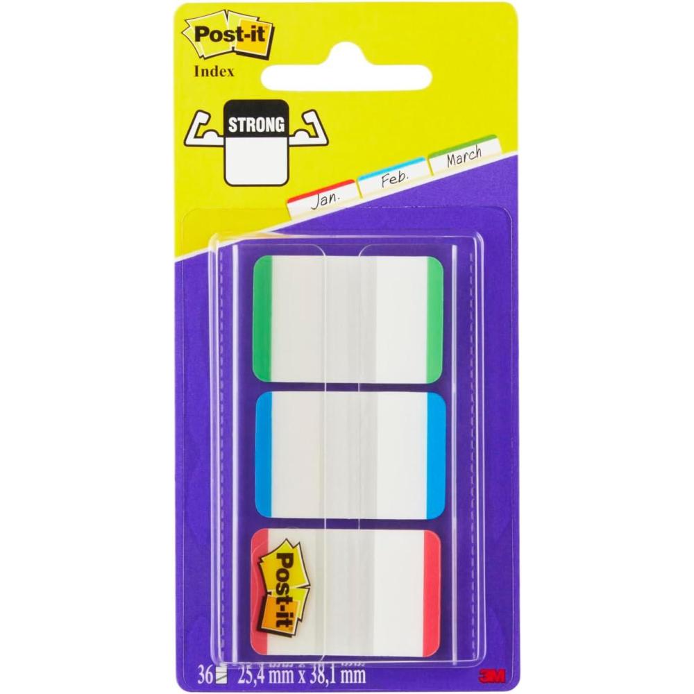 imagePostIt MarquePages Rigides Moyen 66 Onglets 254 mm x 381 mm Rouge Bleu et Vert Pour Marquer Surligner ou Codifier des InformationsBleu