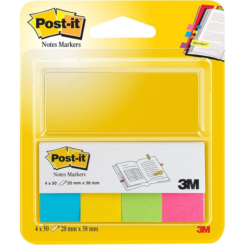 imagePostit MarquePages En Papier Ultra Couleurs 4 Blocs 20 mm x 38 mm 50 Feuilles par Bloc Pour Marquer Surligner ou Codifier des InformationsJaune