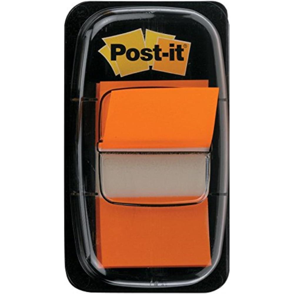 imagePostit MarquePages Moyen dans un Dvidoir en Plastique Rouge 50 MarquePages 254 mm x 432 mm Pour Marquer Surligner ou Codifier des InformationsOrange