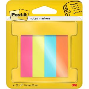 Post-It Marque-Pages En Papier, Collection Poptimistic, 4 Blocs, 200 Marque-Pages (15 mm x 50 mm) – Pour Marquer, Surligner ou Codifier des Information(104 x 6 mm)